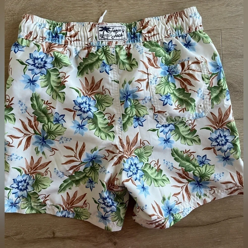 Janie And Jack Boys Tropical Floral Hawaiian Swim Trunks SZ 8
